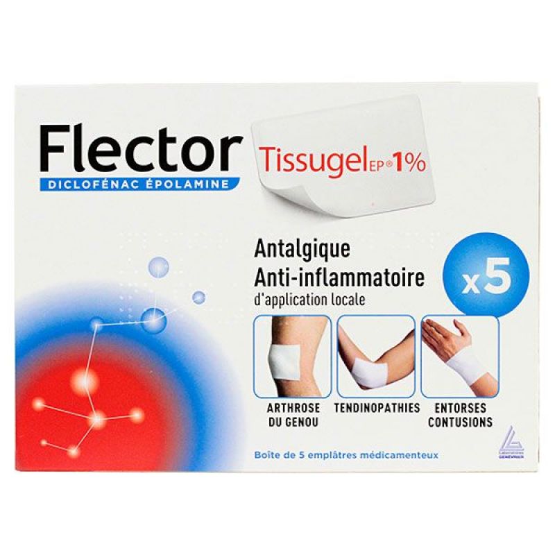 Flector Tissugel 1% emplâtres patch - 5 pacths - Pharmarun